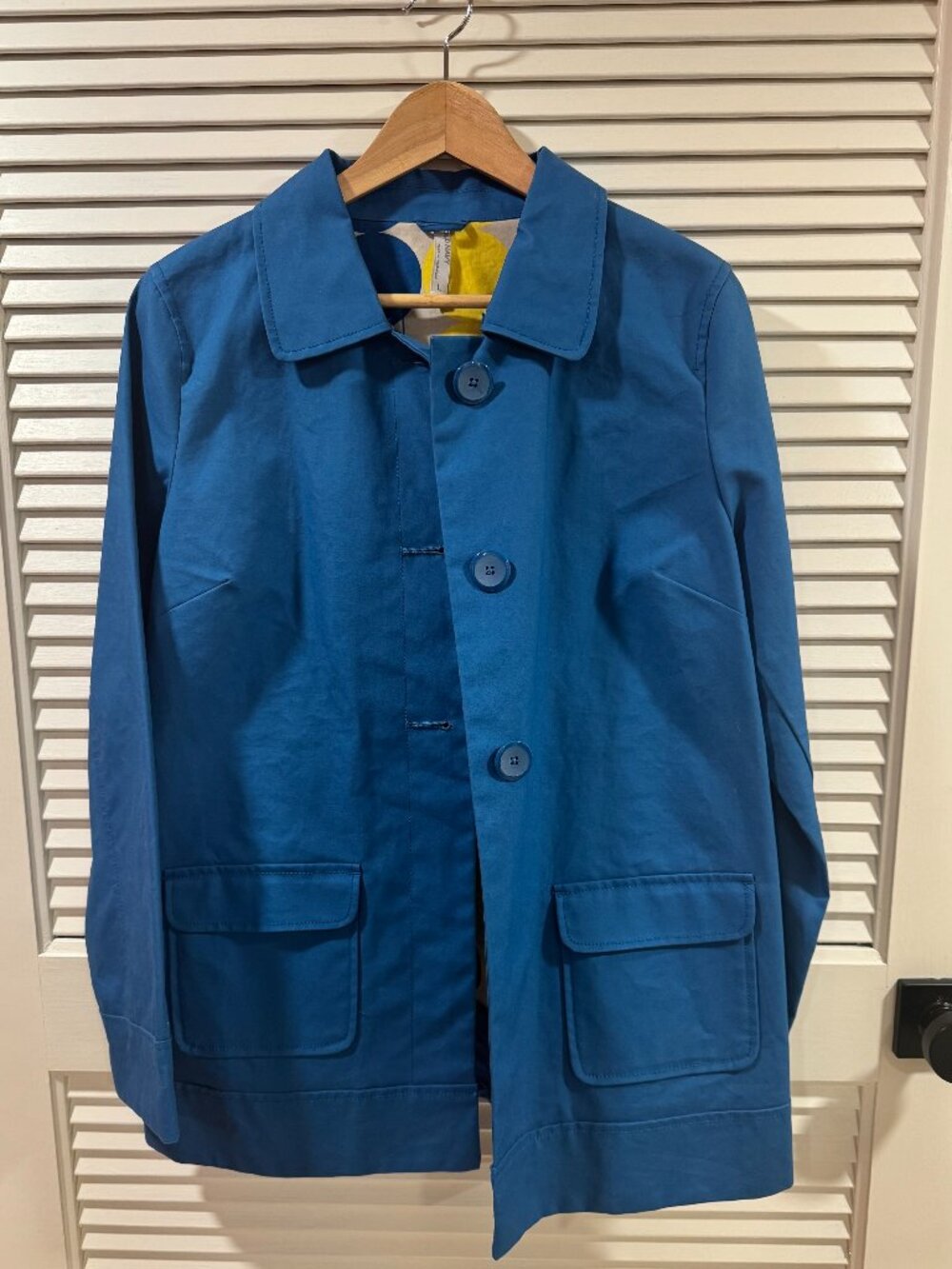 Old Navy Bright Blue Coat – Size L (Retro Style, Printed Lining)